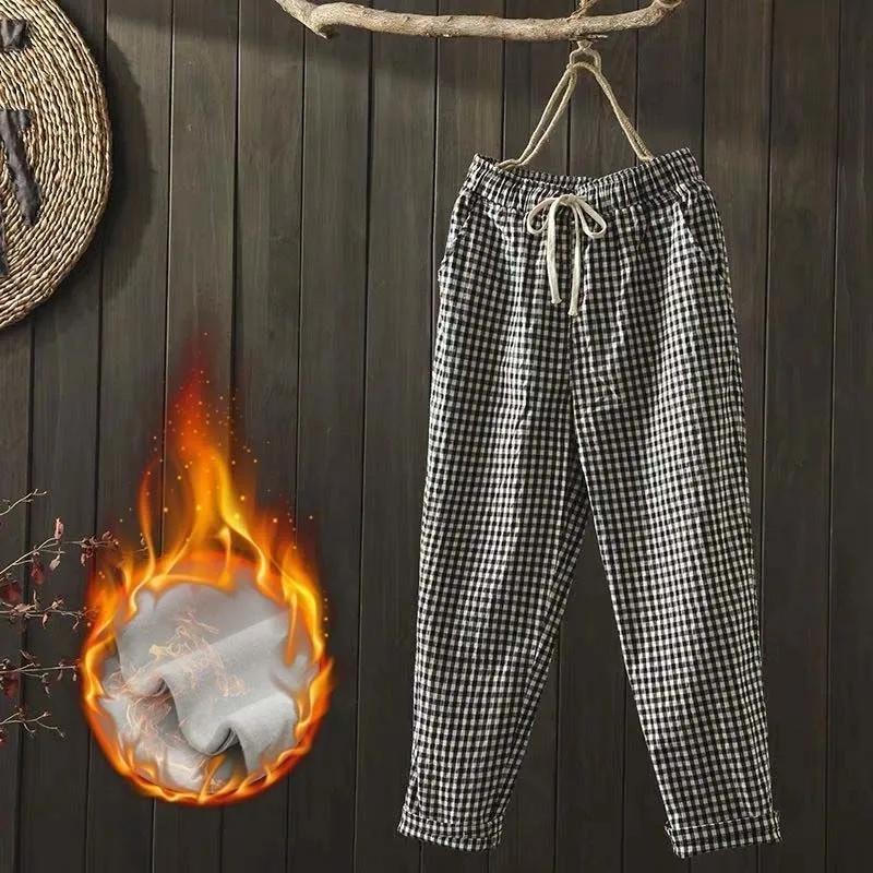 

Женские брюки свободного покроя в клетку в литературную клетку на весну и лето, удобные широкие брюки с высокой талией 3XL