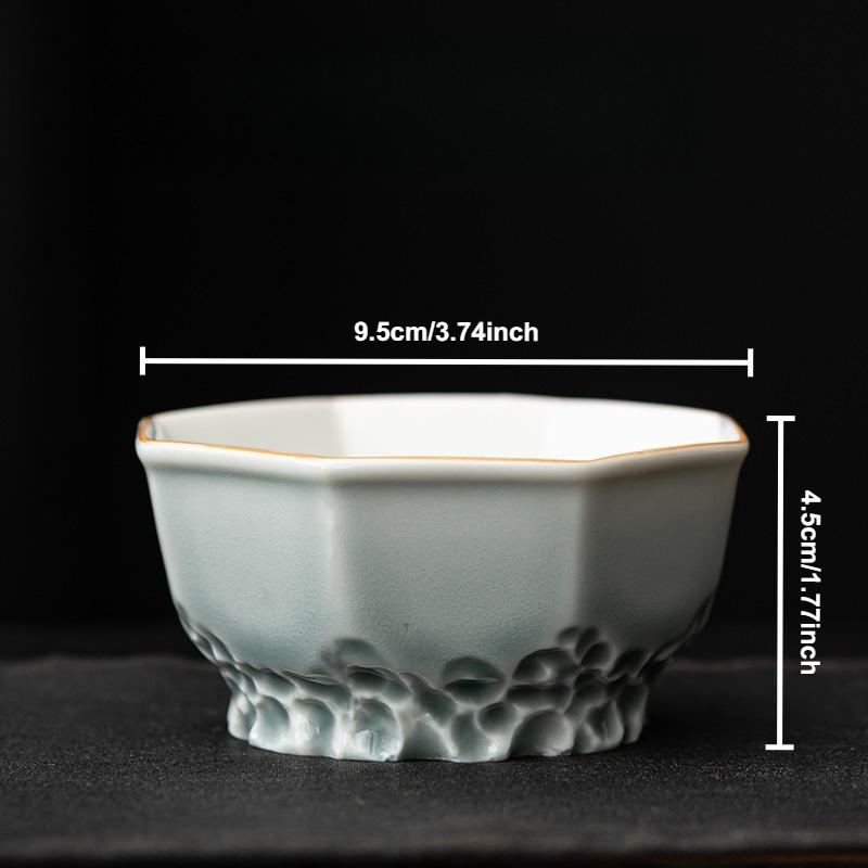 Green Glaze Handmade Ceramic Teacup Chinese Kung Fu Gongfu Teaware Set Retro Japanese Mugs Drinkware Tea Ceremony Master Cups