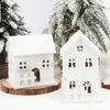 Christmas LED Light House Luminous Wooden Cabin Ornaments Snow Small Village Xmas Decoration For Home  New Year Navidad Gift