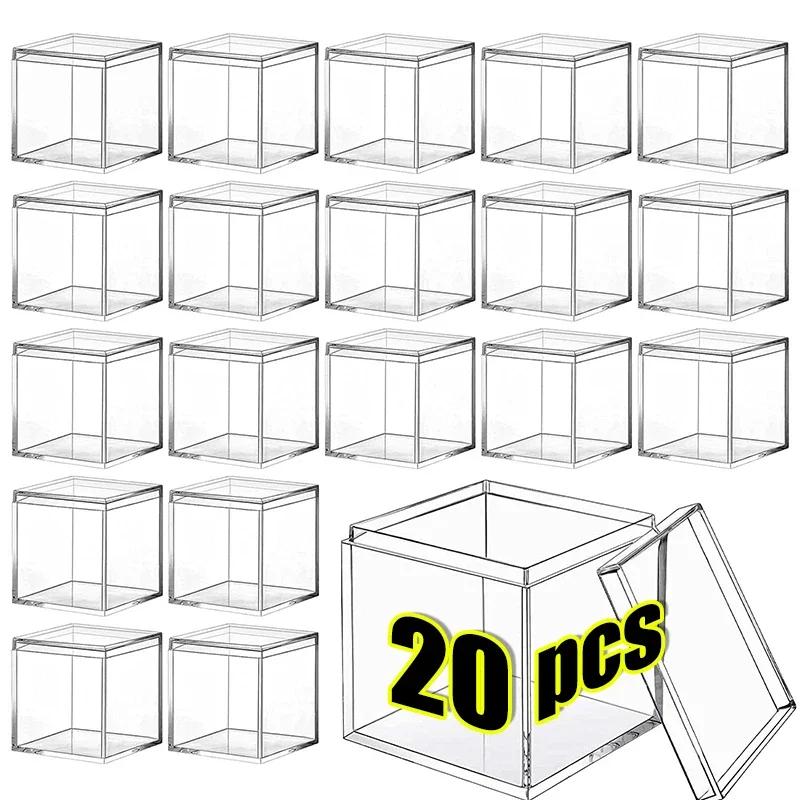 1-50pcs Transparent Acrylic Boxes With Cover Plastic Organizer Gift Packing Box Food Candy Storage Container For Home Display