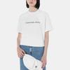 Calvin Klein Letter Print Crew Neck Short Sleeve T-Shirt Women Tops White J218909-YAF