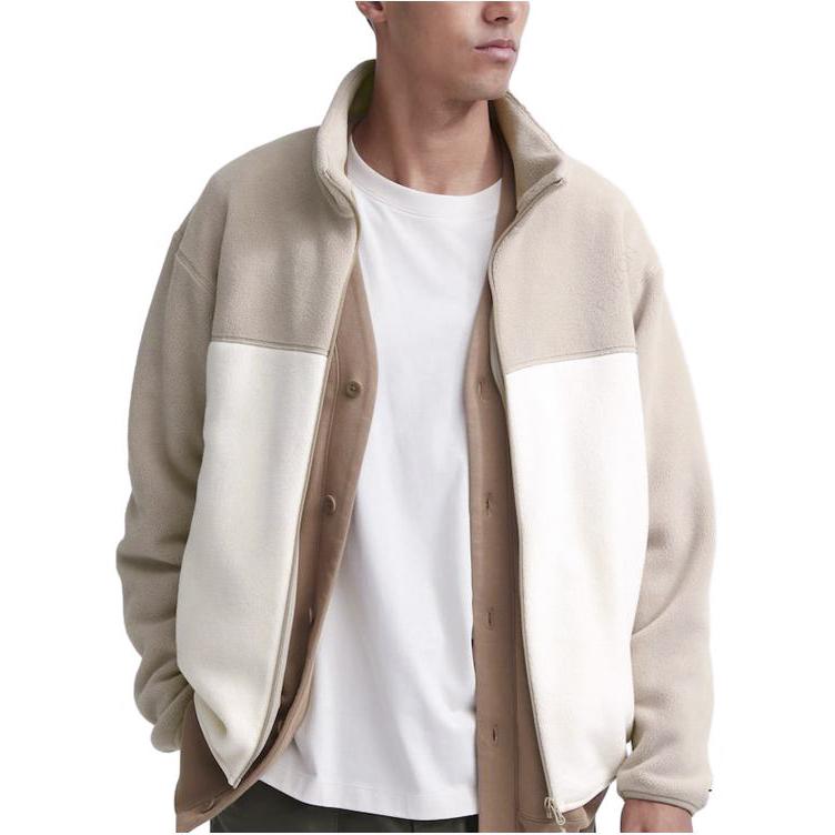 Uniqlo Color Block Zipper Casual Jacket Unisex Jackets Light-Beige 462028-30