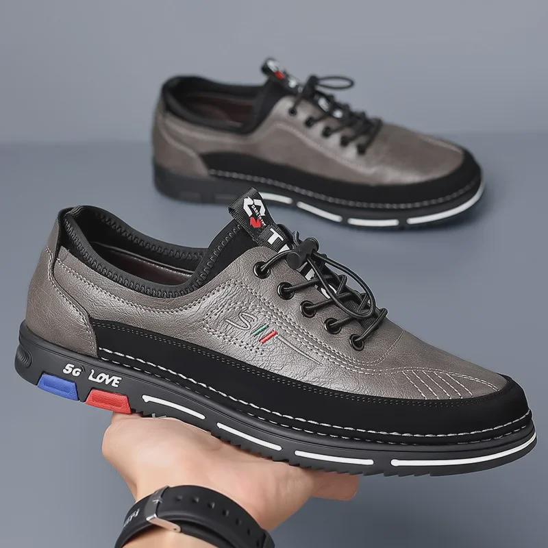 Men's Autumn Soft Leather Casual Shoes with Breathable Design and Flexible Sole