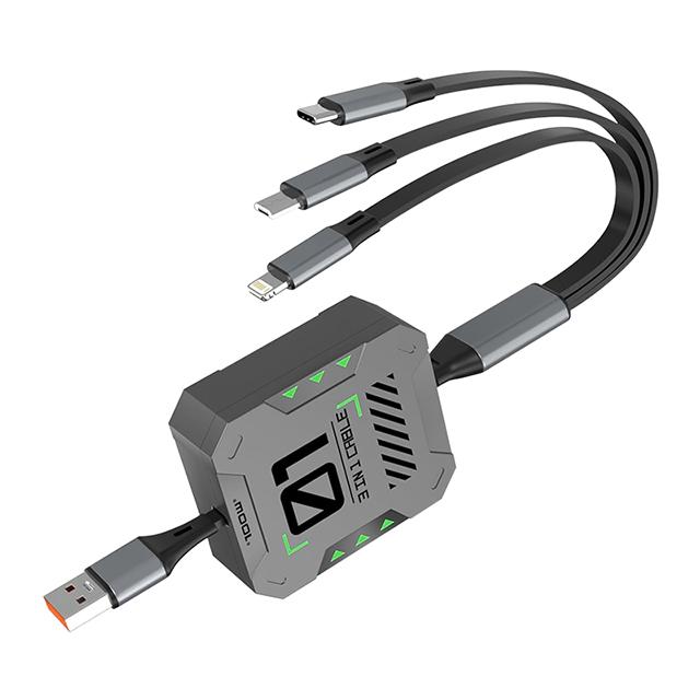 

3 in 1 Fast Charging 5A Cable USB Lightning Micro Type C Wire Data Cord for 16 15 14 Samsung Huawei Line Stretch 1.2m зелёный