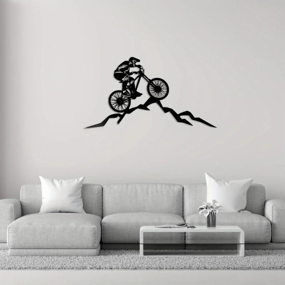 

Aluminum Composite Mountain Biker Metal Wall Art, Fade Resistant Rust Free Iron Wall Decor for Home