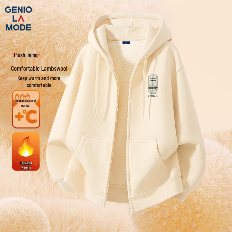 GENIOLAMODE Men's Chinese Style Fleece Lined Hooded Sweatshirt