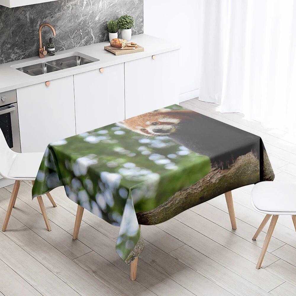 Red Panda Tablecloth Cute Animal  Anti-fouling Waterproof Rectangular  Kitchen Table Home Decoration