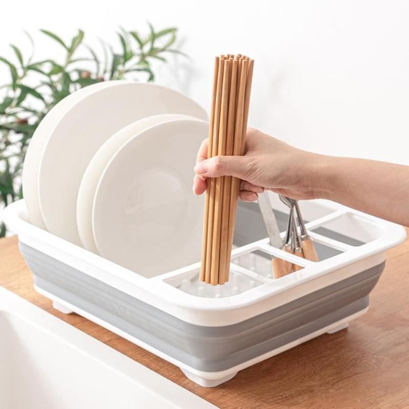 Collapsible Dish Drainer Space-Saving Dishes Drying Rack For Bowls Plates Dinnerware Kitchen Storage Organizer