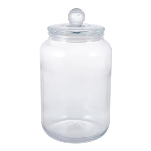 LEDMOMO 3L Glass Canister with Mason Jar Lid Kitchen Canister Food Storage Container Cylinder Bottle for Canned Grain Sugar Tea Coffee Transparent