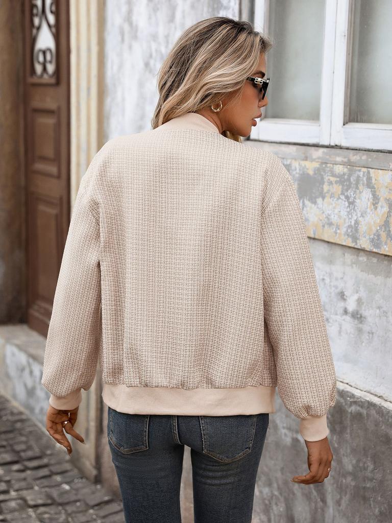 Baseballkragen Damenjacke Neue Herbst- und Winter-Freizeit-Vielseitige Strickjackenjacke