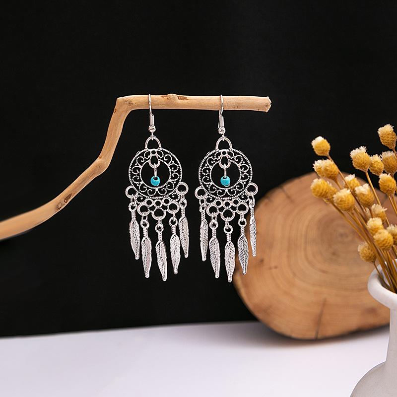 Europe, America, Bohemian Ethnic Style Stud Earrings, Long Fringed Metal Earrings, Fashion, Exotic Style Earrings Wholesale