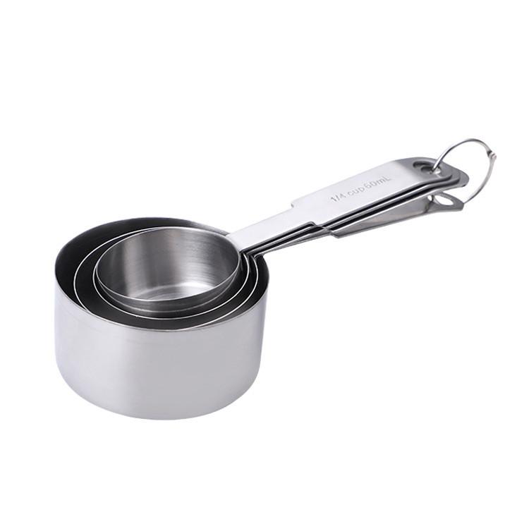 Piece 4 Modern Set Of Stylish Stainless Steel Measuring Cups And Spoons For Enthusiasts Baking