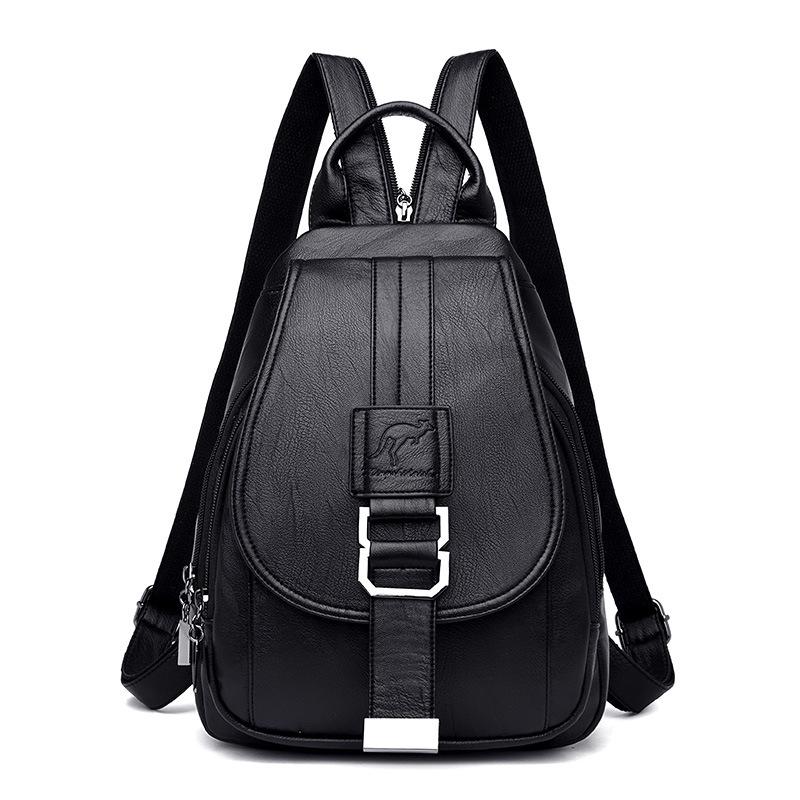 Chic Women's Korean-Style Minimalist Soft Leather Backpack – Simple, Large Capacity, Casual Design
