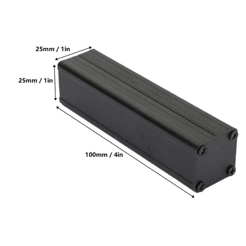 Aluminum Box Black Split Type Electronic Enclosure Cooling Case Instrument Housing Heat Dissipation Case 25x25x100mm