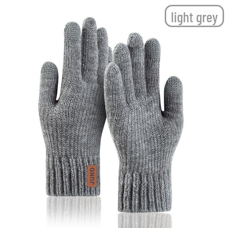 Men's Thick Knitted Wool Touchscreen Cycling Gloves - Warm, Cold-Proof, Plus Velvet for Winter Outdoor Use