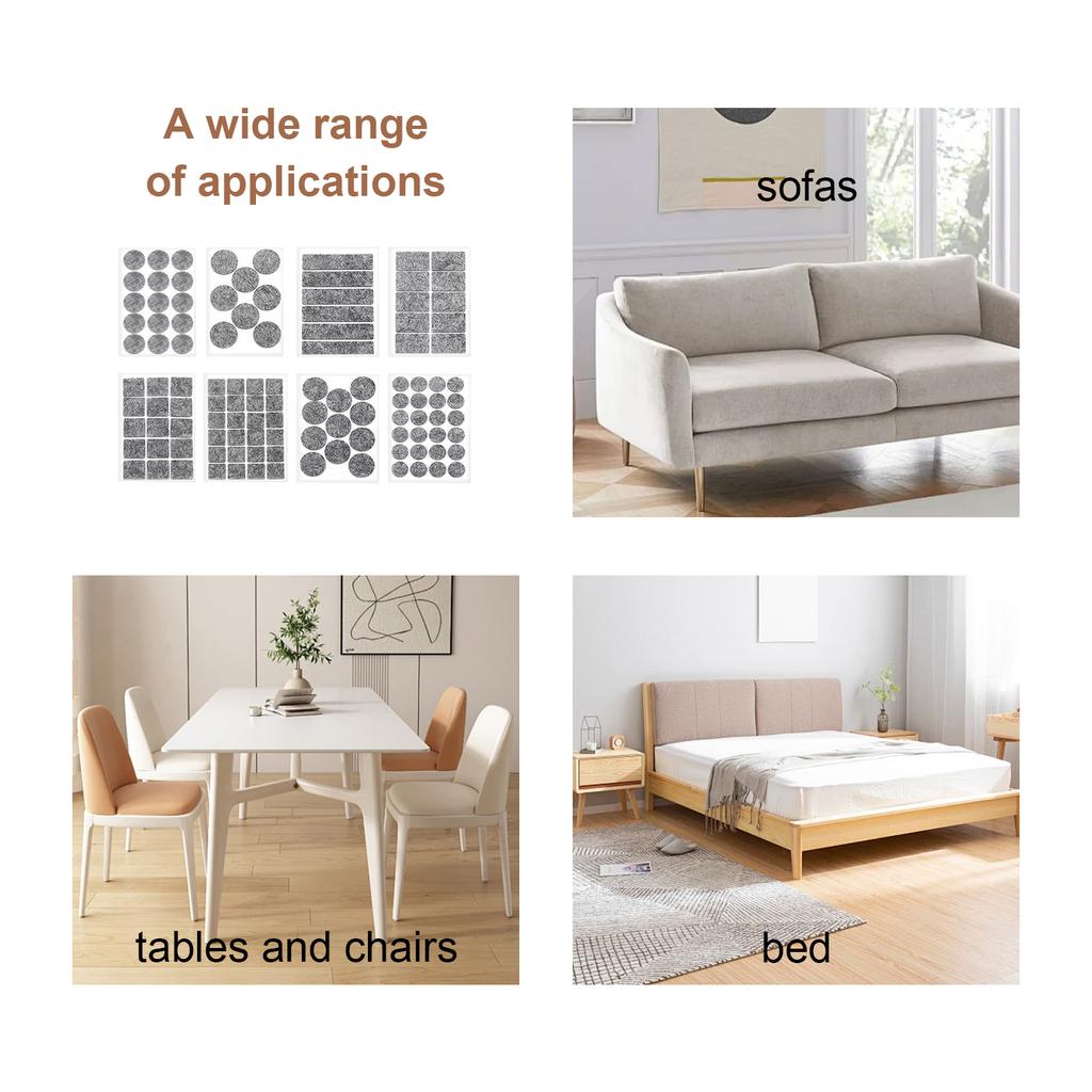 Pack of 8 Self-Adhesive Felt Gliders Chair Felt Gliders 2.5mm Thick for Furniture Felt Gliders for Chairs Table Beds