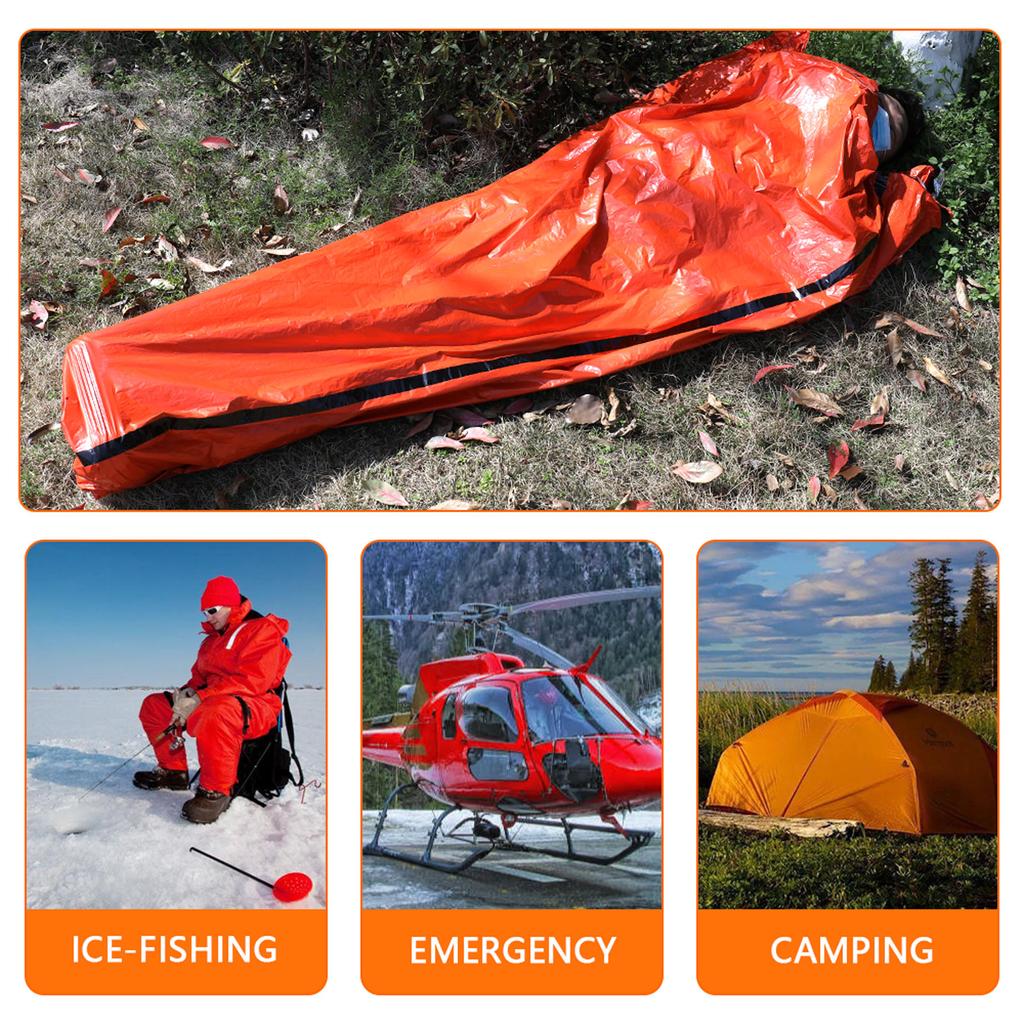2er-Pack Notfallschlafsack Wasserdicht PE Survival-Schlafsack Leichtgewichtiger Thermischer Biwaksack