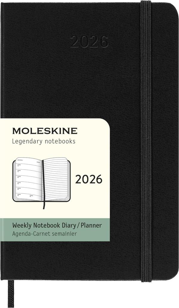 Moleskine 2026 January Weekly Pocket Size x DHB12WN2Y26 Planner, Start, 12-Month Diary, (9cm 14cm), Hardcover, Black,