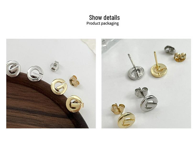 Sterling Silver S925 Unique Letter Stud Earrings for Women - Niche Fashion, Temperament, and Personality Design.