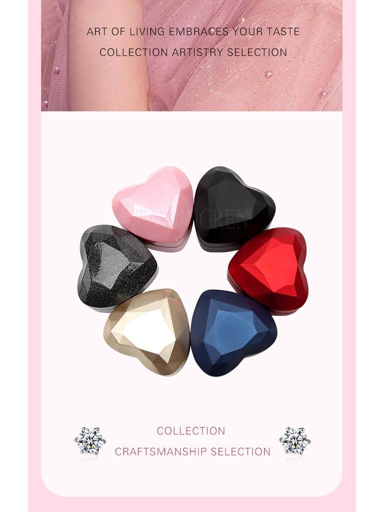 Luxury Heart-Shaped LED Jewelry Box for Rings and Necklaces