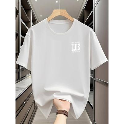 Europäische Größen Herren Freizeit Rundhals T-Shirt mit „Luis“ Aufdruck, Atmungsaktives & Schnelltrocknendes Material, Reguläre Passform Kurzarm T-Shirt für den Sommer