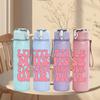 1PC Little Miss Flower Girl Letter 750ml Color Plastic Sports Water Bottle Leakproof Flip Straw Lid Suitable for Sports Office Home Use