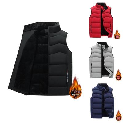 Men's Thickened Down Cotton Vest with Fleece Lining, Trendy Lambswool Gilet for Autumn/Winter