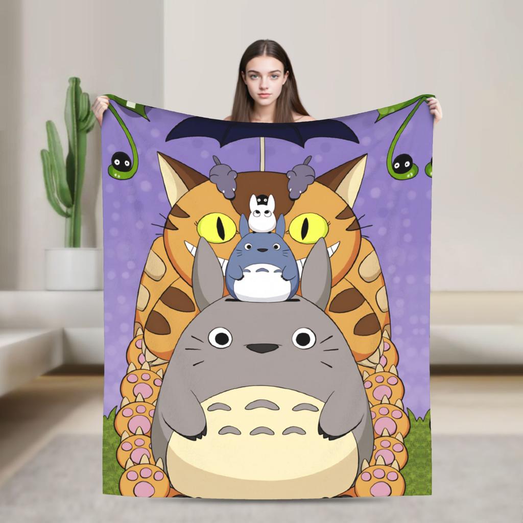 Traditional Nekobasu Japanese Blanket T-Totoros Travel Flannel Bedding Throws For Living Room Warm Bedspread Birthday Present