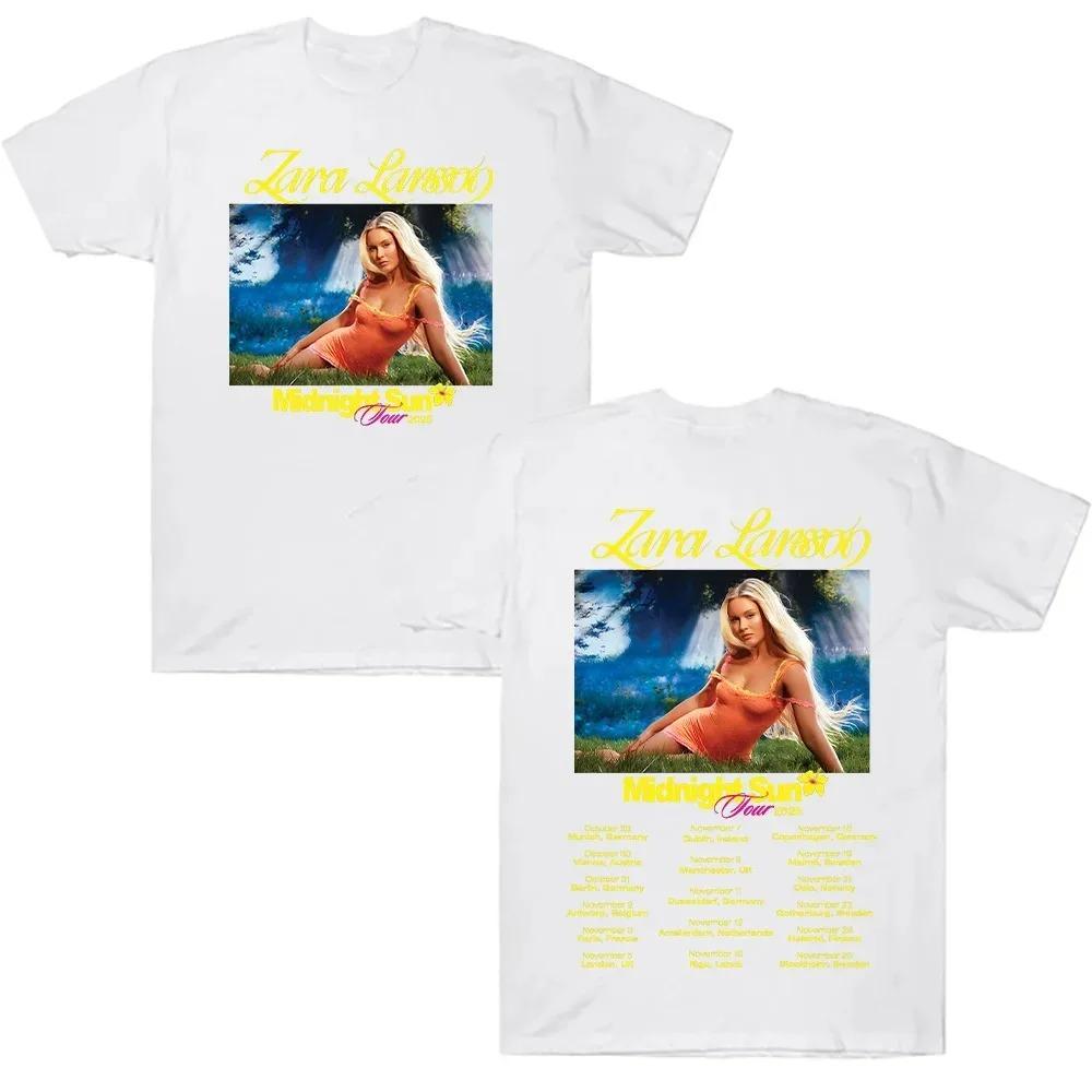 Zara Larsson Midnight Sun Global Tour Mercah T-Shirt Men Women Album Poster Graphic Print Cotton Tees Neck Loose Oversized Tops