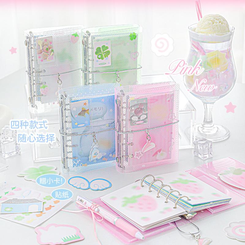 M5 Mini Portable Twill Loose-leaf Book Three-fold Storage Small Fresh Handbook Diary Student Reward Notebook