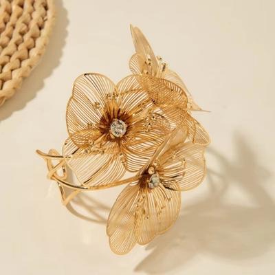 Exaggerated Opening Bracelet Geometric Floral Bangle Hollow Bracelet  Wedding Party Accessories