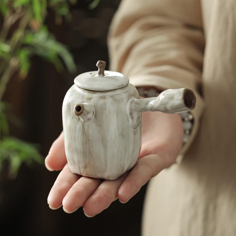 Japanese Wabi-Sabi Ceramic Side-Handle Teapot
