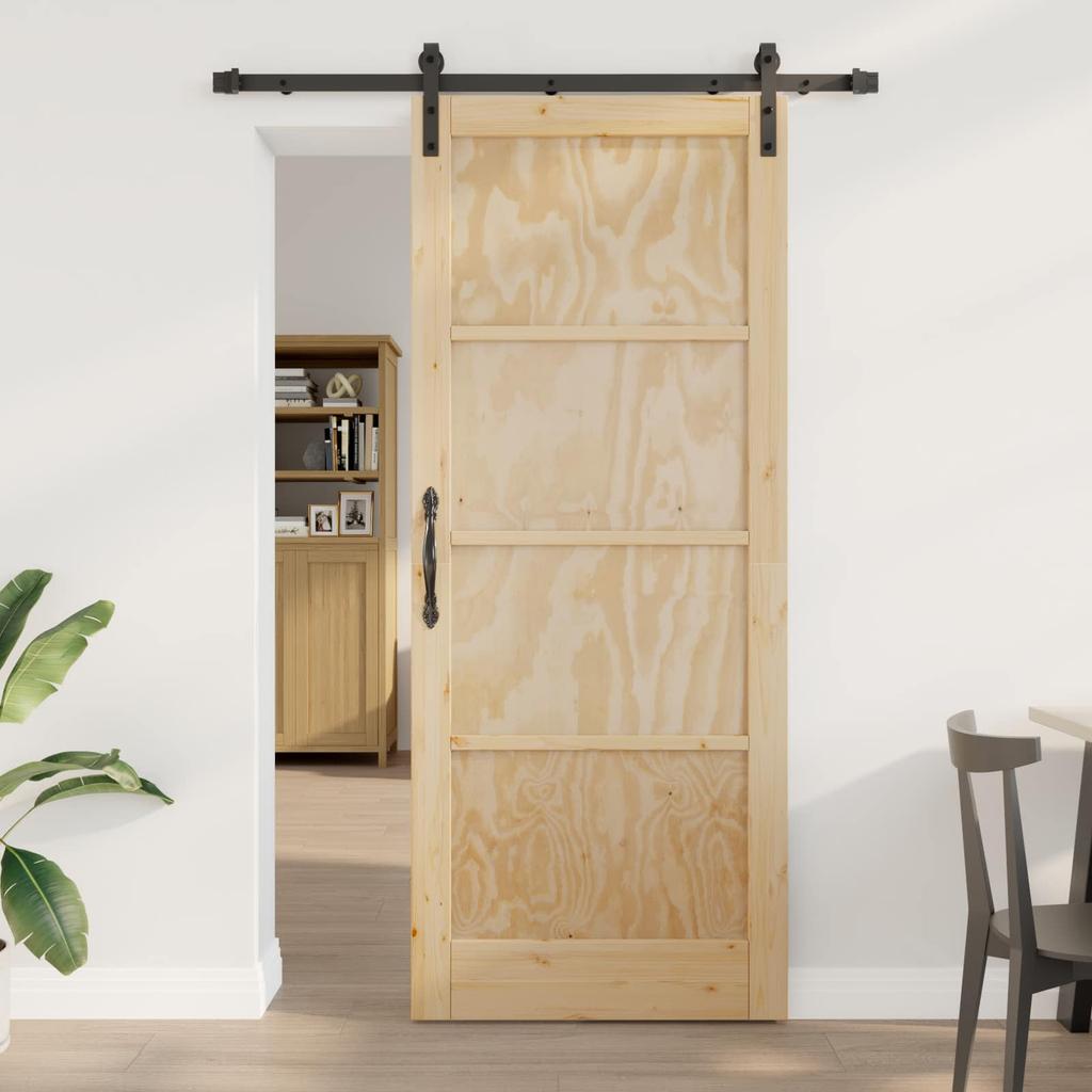 Sliding Door Natural 86 X 211 Cm Solid Pine Wood
