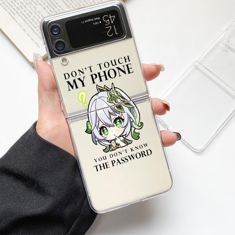 

Phone Case For Samsung Galaxy Z Flip 3 4 5 Hard Folding Clear PC Genshin Impact Kawaii Cartoon Role For Samsung Z Flip 6 Cover Samsung Z Flip