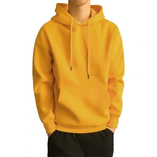 Front Pocket Drawstring Long Sleeve Pullover Hoodie Autumn Winter Solid Color Fleece Lining Hooded Sweatshirt Streetwear