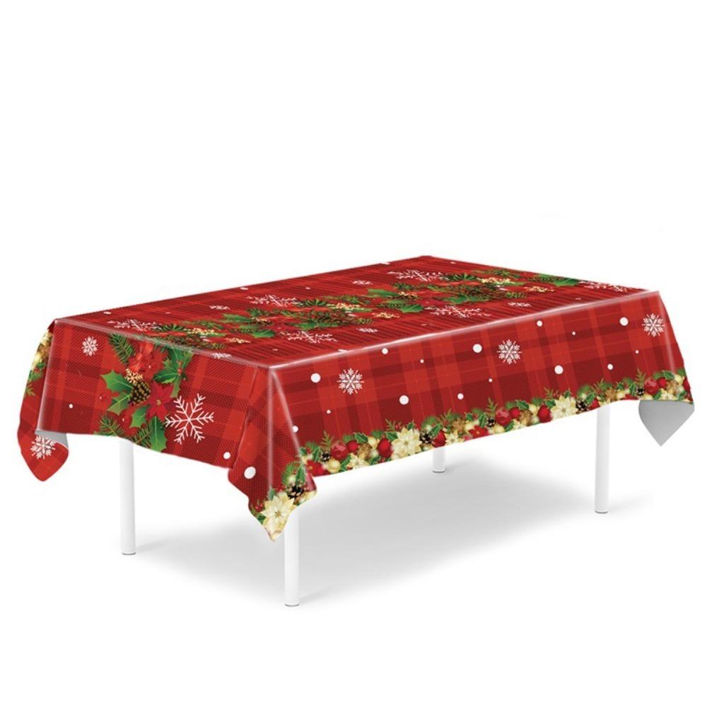 Plastic Table Cover Disposable Party Tablecloths Retro Christmas Tablecloth  Christmas Decoration