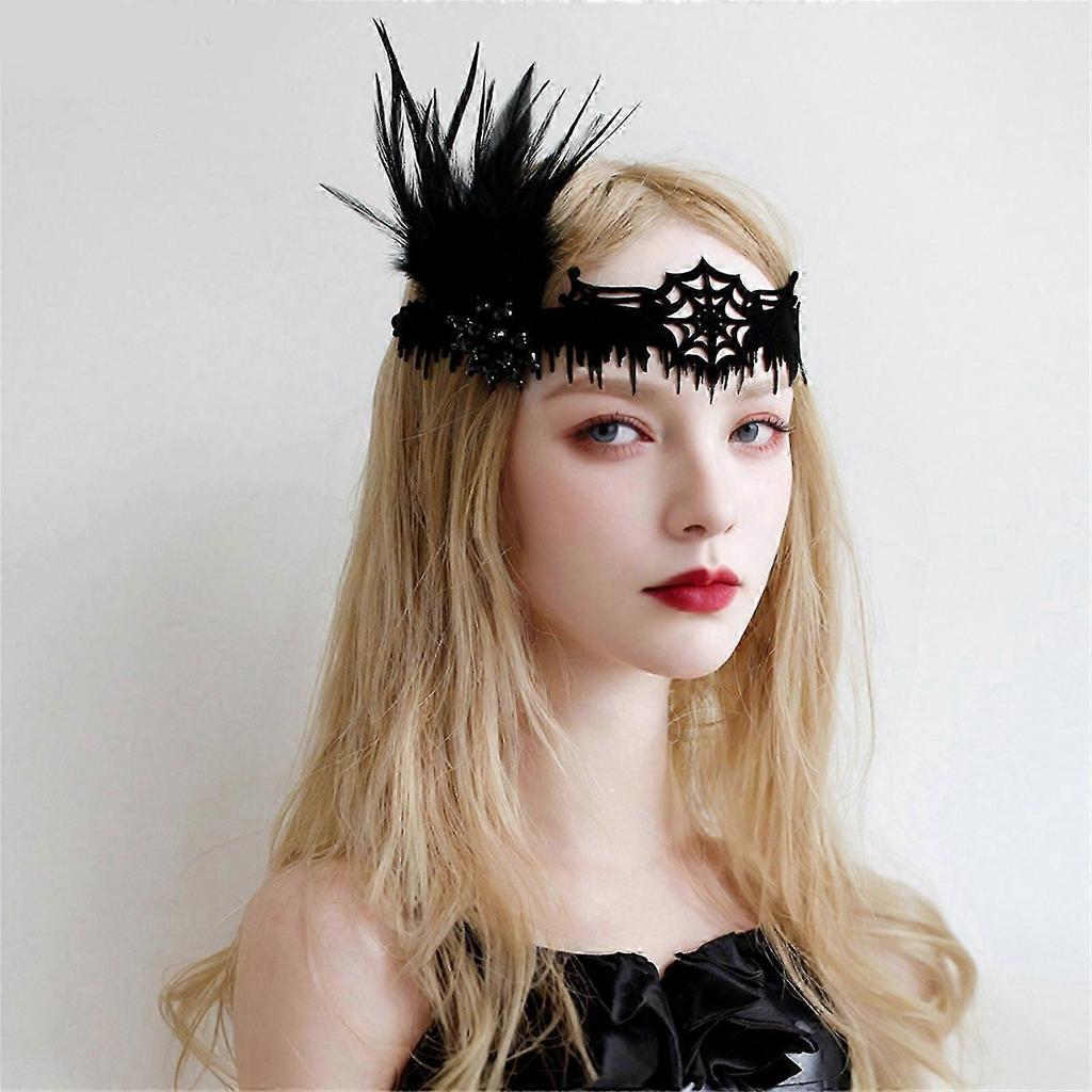 Feathered Headband Bat Hairpin Halloween Headpiece Bat Necklace Halloween Head Chain for Women Girl Style 9 New Arrival