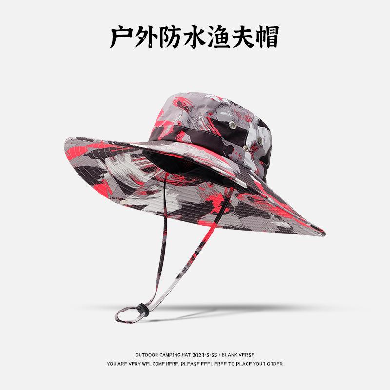 Western Cowboy Hat Drawstring Fisherman Hat Men's and Women's Summer Vacation Sunscreen Hat Breathable Big Eaves Mountaineering Hat Fishing Hat