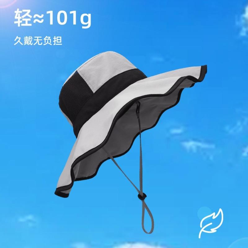 Hat women's summer sun protection visor sun hat outdoors cycling big eaves hat bucket hat neck protector folding hat