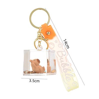 Creative Cute Flowing Sand Bottle Capybara Keychains Car Keychain Anime Cartoon Pendant Keyring Backpack Decoration Gifts