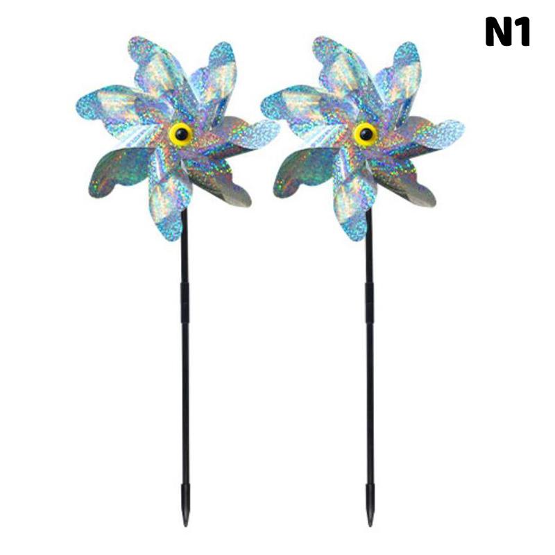 2 Stück Vogelschutz-Windmühle Praktisch 7 Blätter DIY Vögel Abschreckende Windmühle Kreativ Outdoor Garten Rasen Hof Dekoration