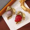 Strawberry Resin Brooch: Sweet Fruit Pin for Women's Coat or Jacket Accessories