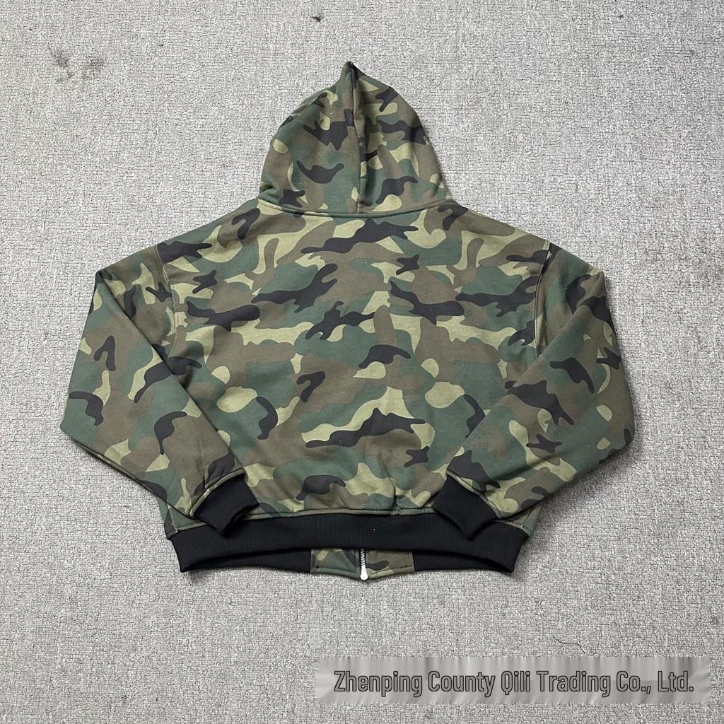 Americká trendy vícebarevná grafická dvouvrstvá kardiganová mikina