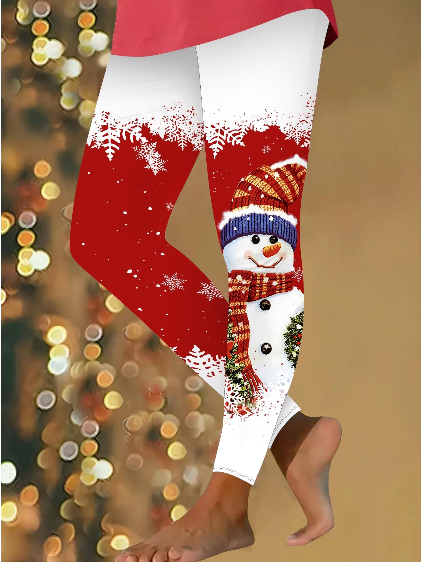 

Womens Christmas Festival Prints Stretch Yoga Leggings Fitness Running Gym Sports Active Pants XXL білий