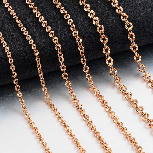 Elegant Women Necklace 2mm 3mm 4mm Stainless Steel Chain Beautiful Metal Link Personality Ladies DIY Jewelry For Pendant