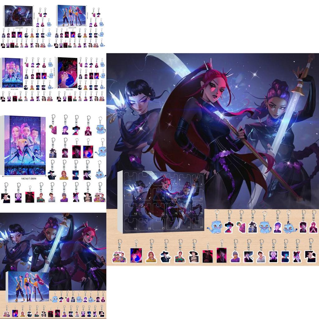 Kpop Demon Hunters Christmas Countdown Calendar With Acrylic Keychain Car Decor Gifts For Fans