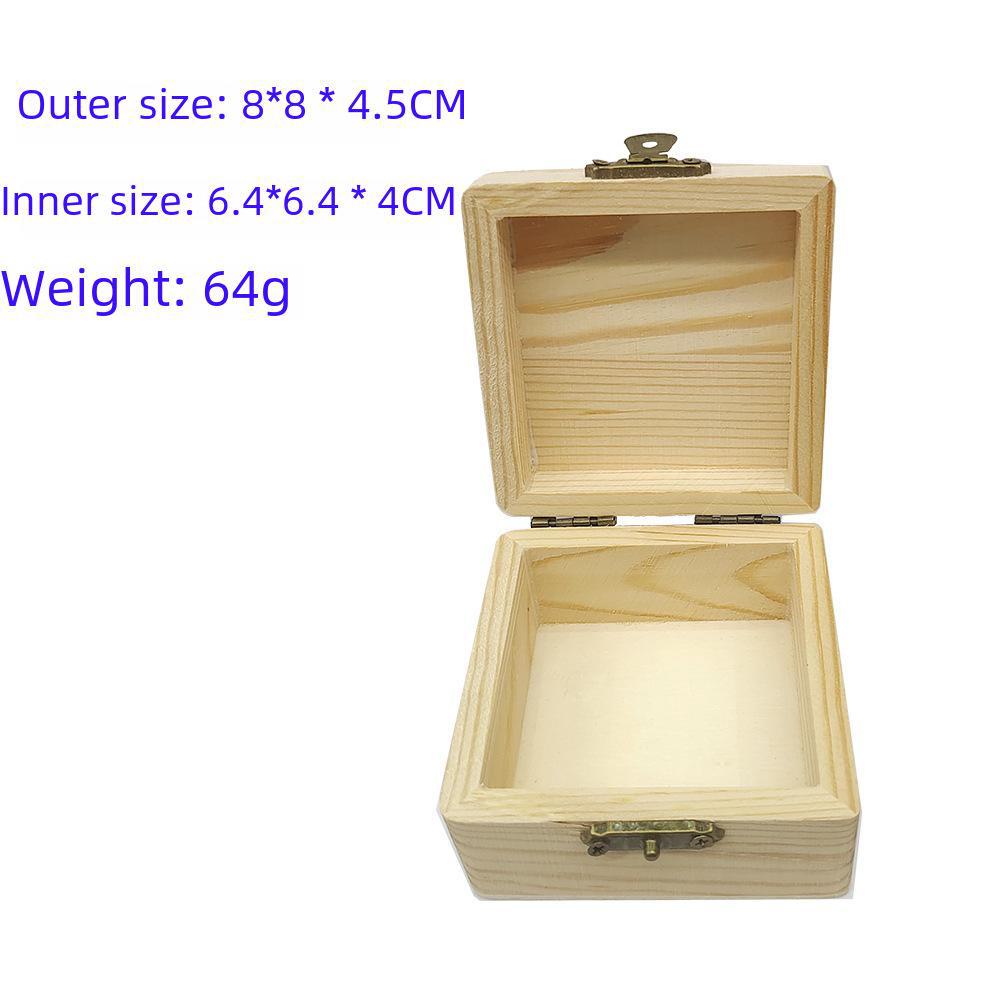 Small Square Pine Wood Jewelry Box with Moon Logo - Solid New Zealand Pine Gift and Storage Box