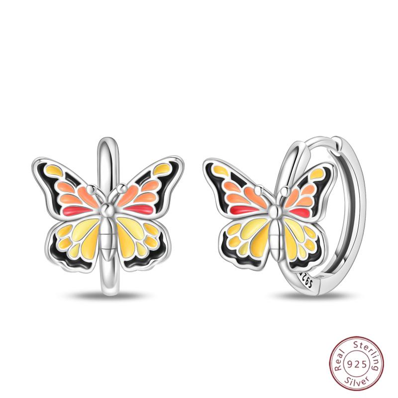 Sweet 925 Silver Ladybug Butterfly Dragonfly Iris Flower Design Earrings Fit Wedding Parties Exquisite Jewelry