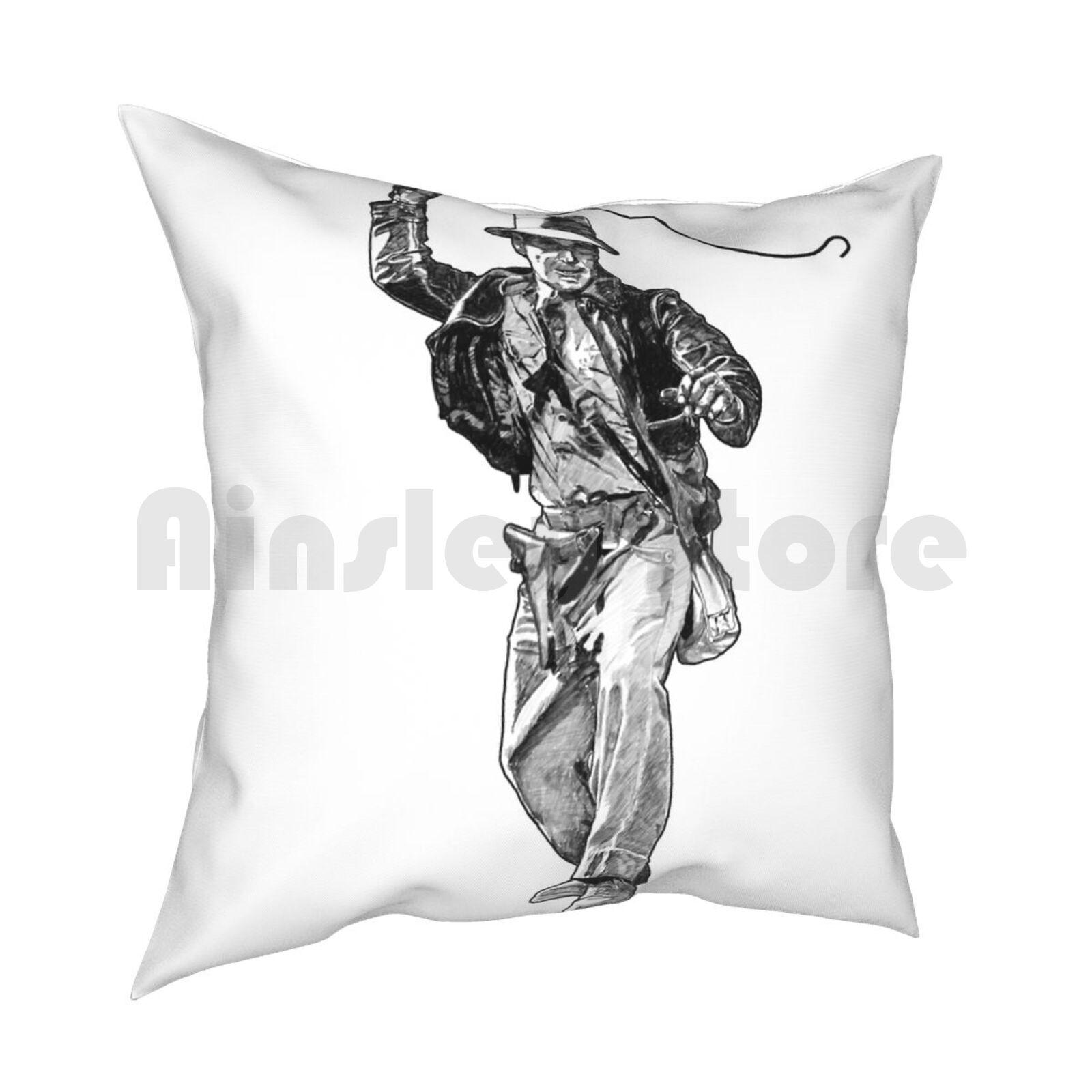 Indiana Jones HandDrawing Pillow Case Printed Home Soft DIY Pillow Cover Indiana Indiana Jones Movies Hand Drawing People 30x30cm 12x12in