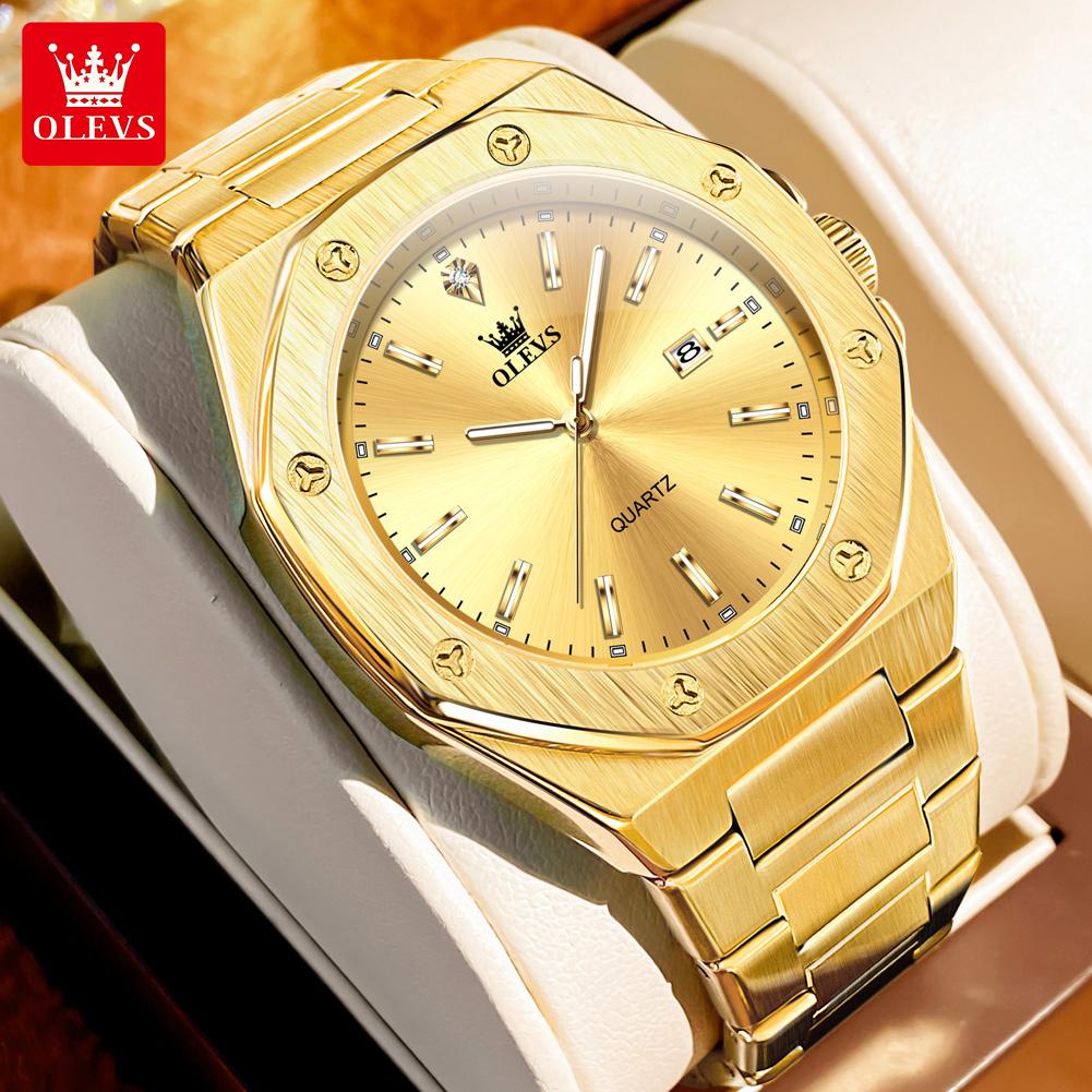 

OLEVS 3613 Luxury Original Men s Watches Waterproof Fashion Skeleton Quartz Watch for Male Calendar Luminous Trend Wristwatch